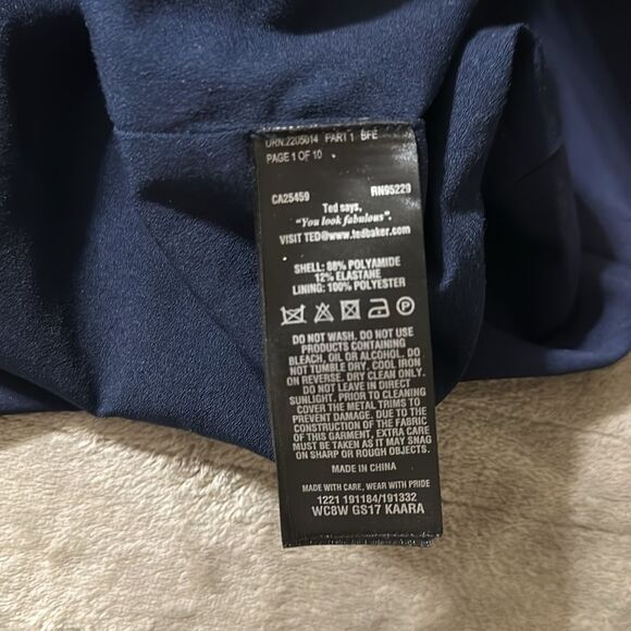 Ted Baker XL (5) Navy Kaara Midi Front Zip High Waist Belted Pencil Skirt - Picture 13 of 14